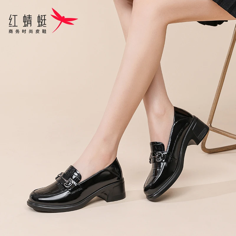 红蜻蜓女鞋百搭2025新款春秋季英伦风真皮乐福鞋ik小皮鞋玛丽珍鞋