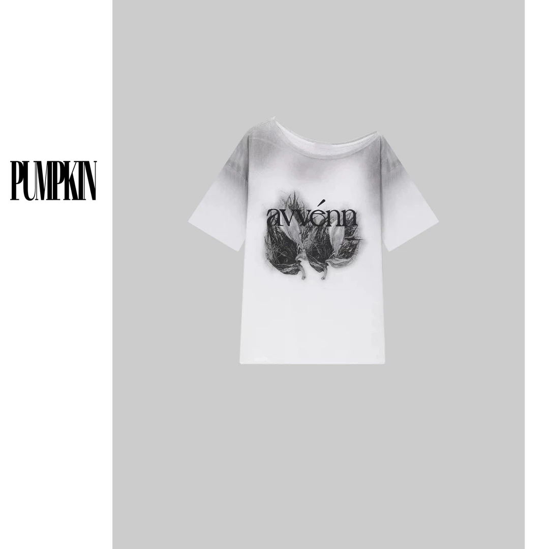PUMPKIN·【断码处理】大码夏季小众设计扎染斜露肩短袖T恤