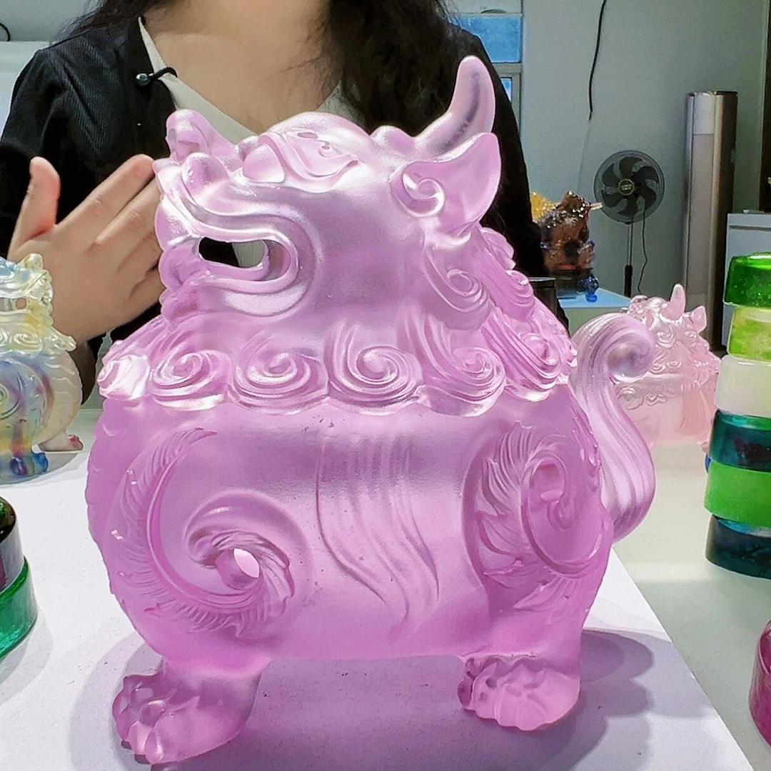 【闪购商品】手工艺品琉璃粉色狻猊香炉大号