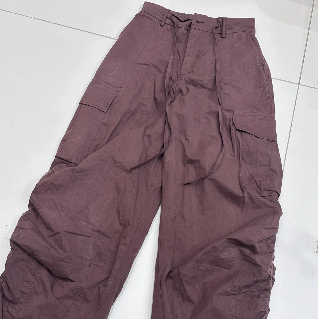 鑫怡定制【栗子红棕】美式休闲小众宽松设计感收脚阔腿拖地裤