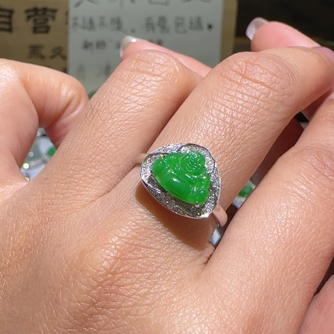 【闪购商品】翡翠戒指18K金镶嵌天然