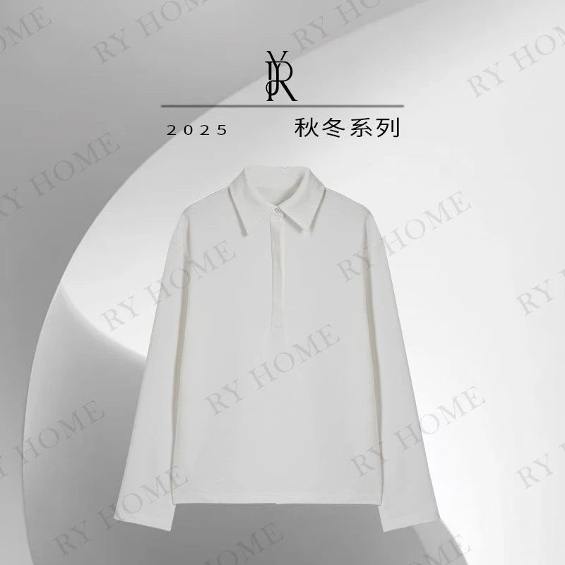 【容雨RYHOME】慕斯绒简约百搭POLO领长袖衫253T2196