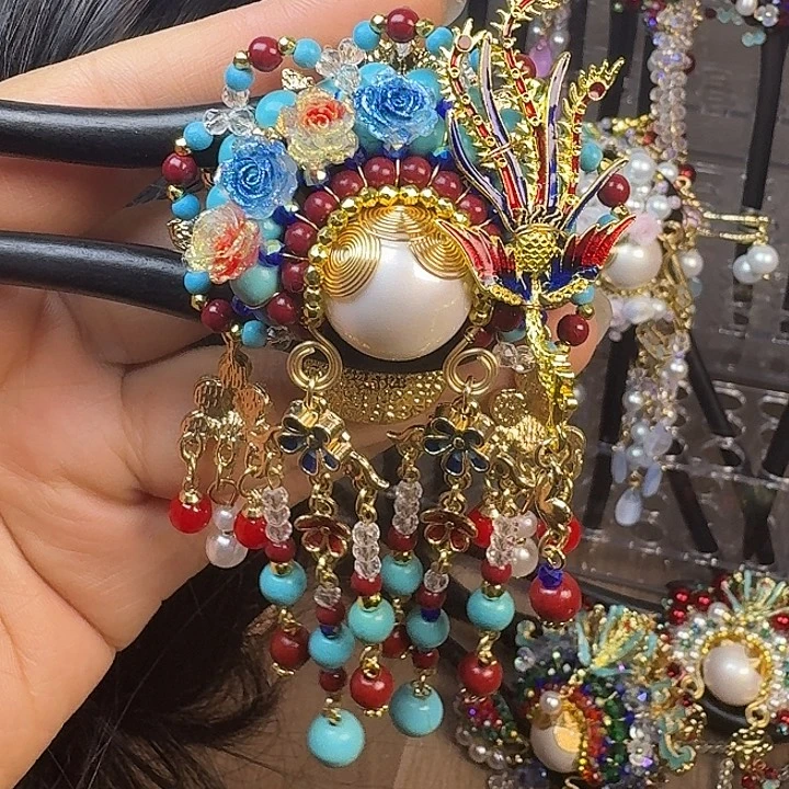 涵***咪古风刀马旦发簪发饰