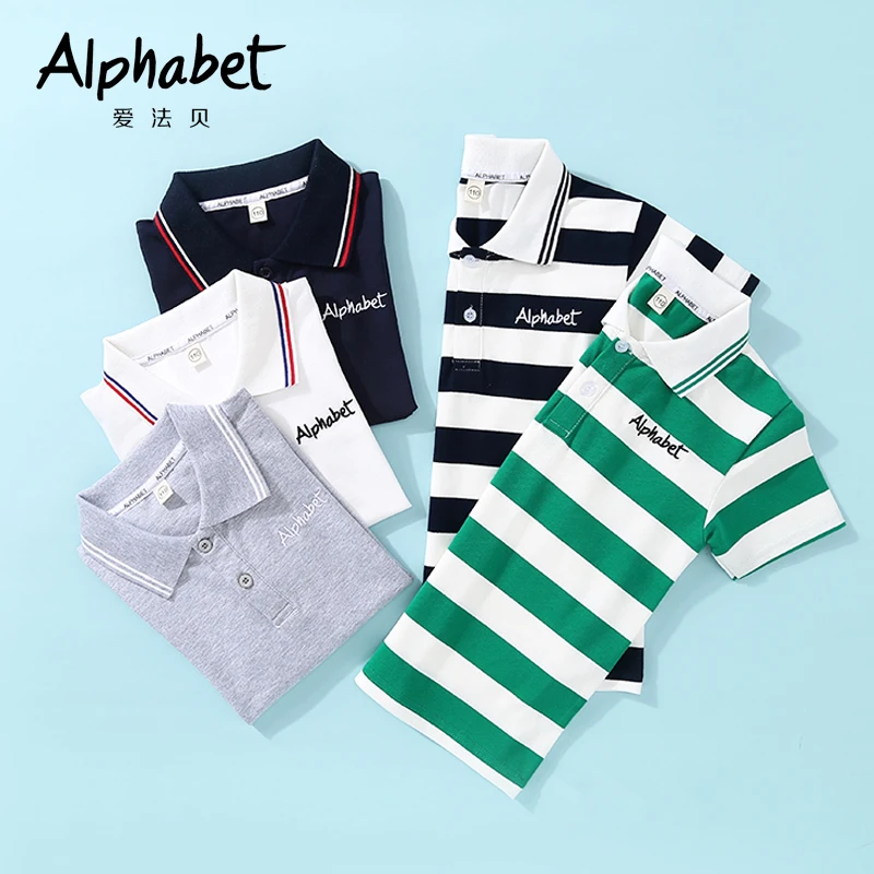 【组合】夏季男童POLO衫休闲经典中大童刺绣翻领反季宝宝衣服