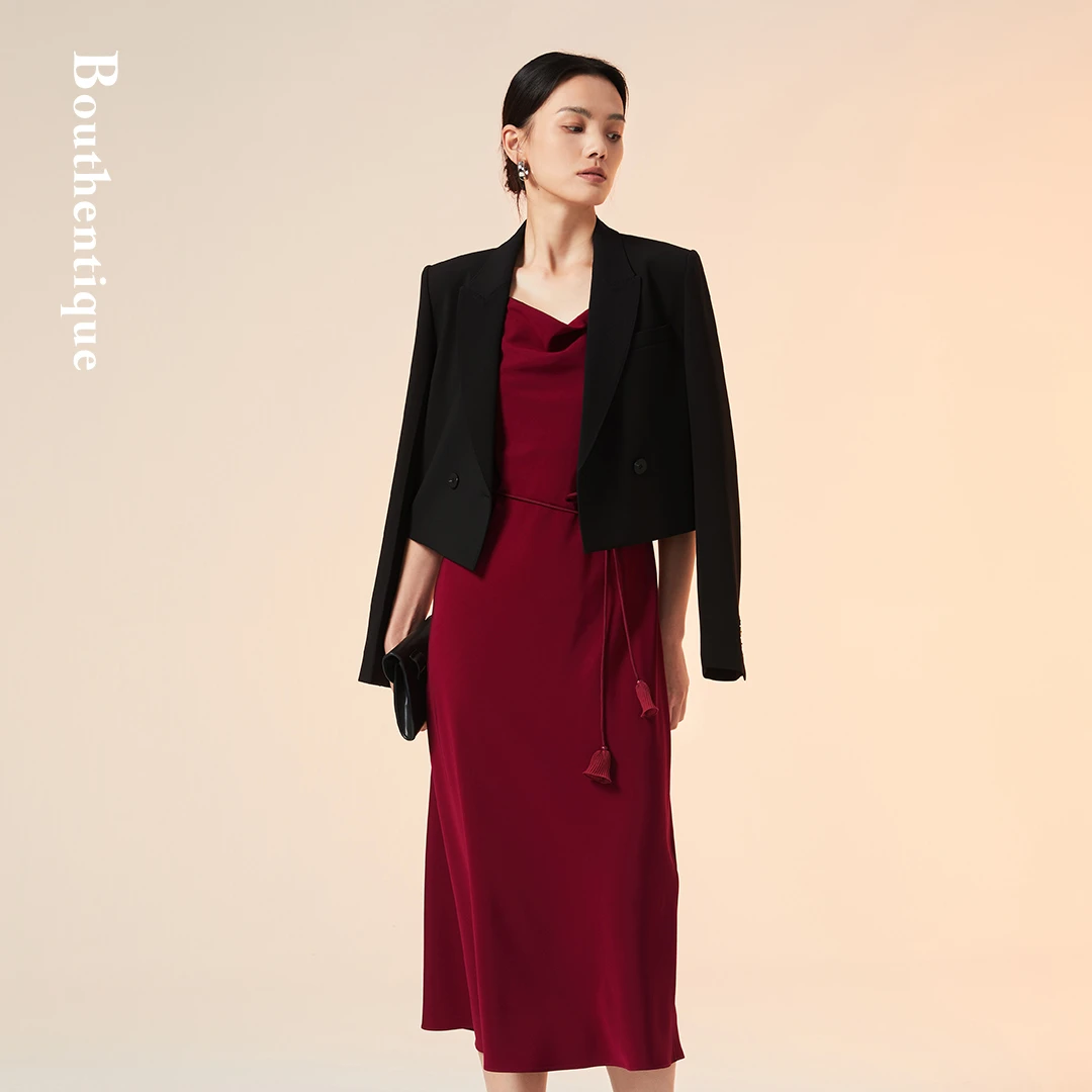 Bouthentique媲美真丝经典优雅无袖连衣裙223121D1A71