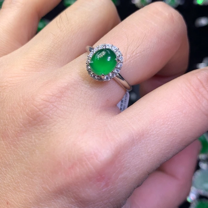 【闪购商品】翡翠耳饰银S925镶嵌天然翡翠