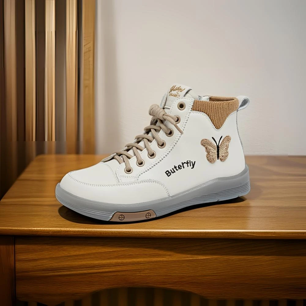 短靴2025新款女鞋秋冬加绒棉鞋马丁靴真皮软底防滑高帮百搭小白鞋