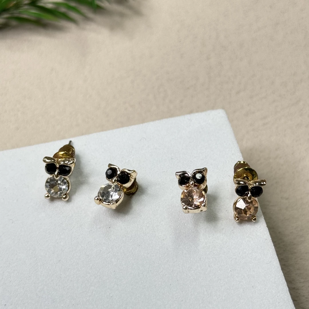 铜合金锆石耳饰 简约小猫造型耳钉bp1695