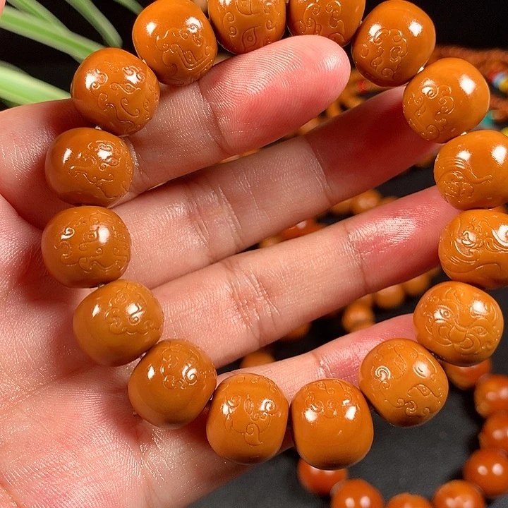 橄榄核手串/手链蓝**马老型兽面