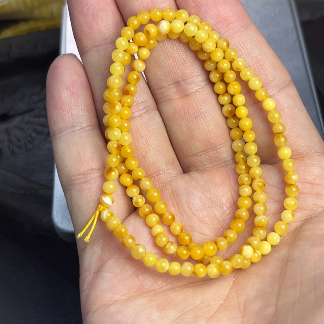 琥珀未镶嵌裸石3.8小米珠020