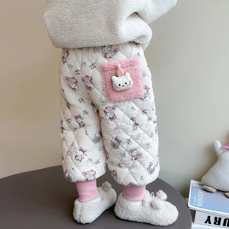 女童棉裤外穿冬季2025新款小童一条过冬夹棉加厚冬装女宝加绒裤子
