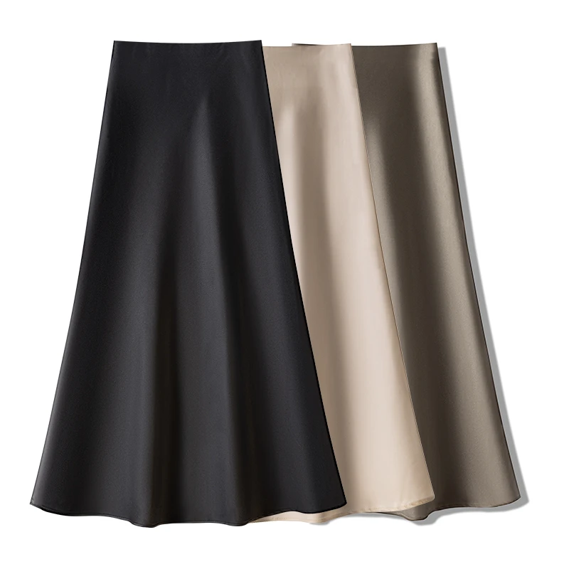 拉夏贝尔黑色半身裙2025新款高级感修身显瘦垂感中长款a字鱼尾裙