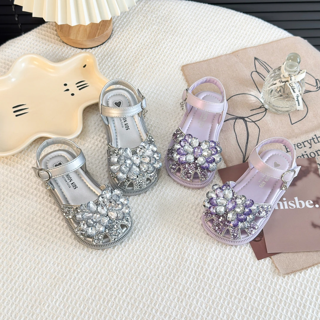 女童凉鞋公主鞋夏款2025新款夏季儿童软底鞋子小女孩水晶鞋女宝宝