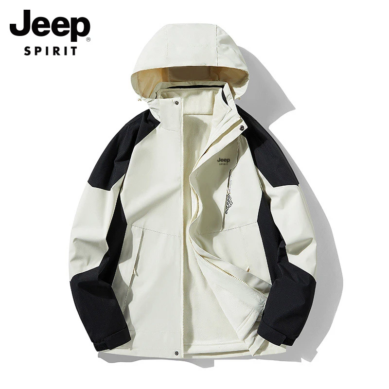 吉普冲锋衣男士秋冬季新款运动户外防水登山夹克男女情侣款外套