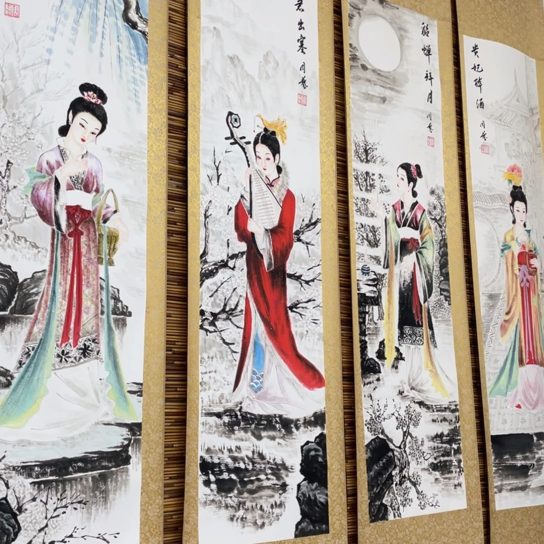 国画手绘带装裱和运险w