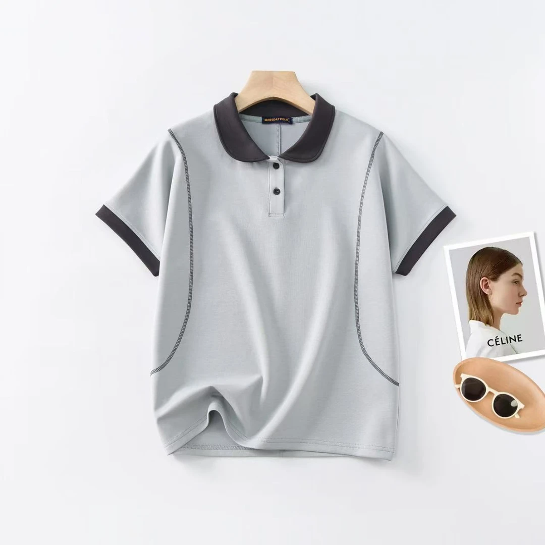 夏季凉爽翻领衫 冰感棉短袖透气丝滑休闲百搭6883