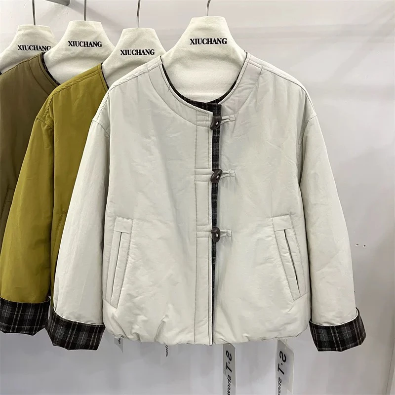 今年流行爆款圆领设计感短外套女2025秋冬小个子加厚保暖棉服上衣