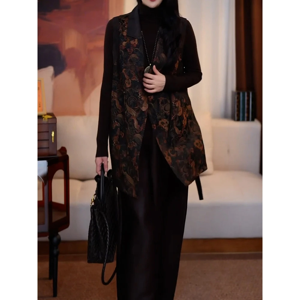 高级感洋气贵夫人显瘦裤套装2025秋季新款显瘦长袖马甲裤子三件套