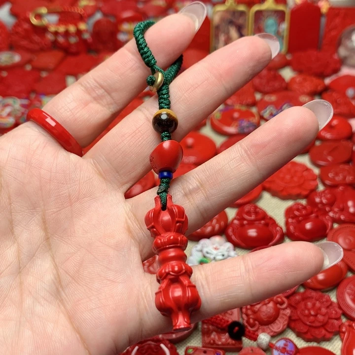 天然辰砂工艺品朱砂钥匙扣