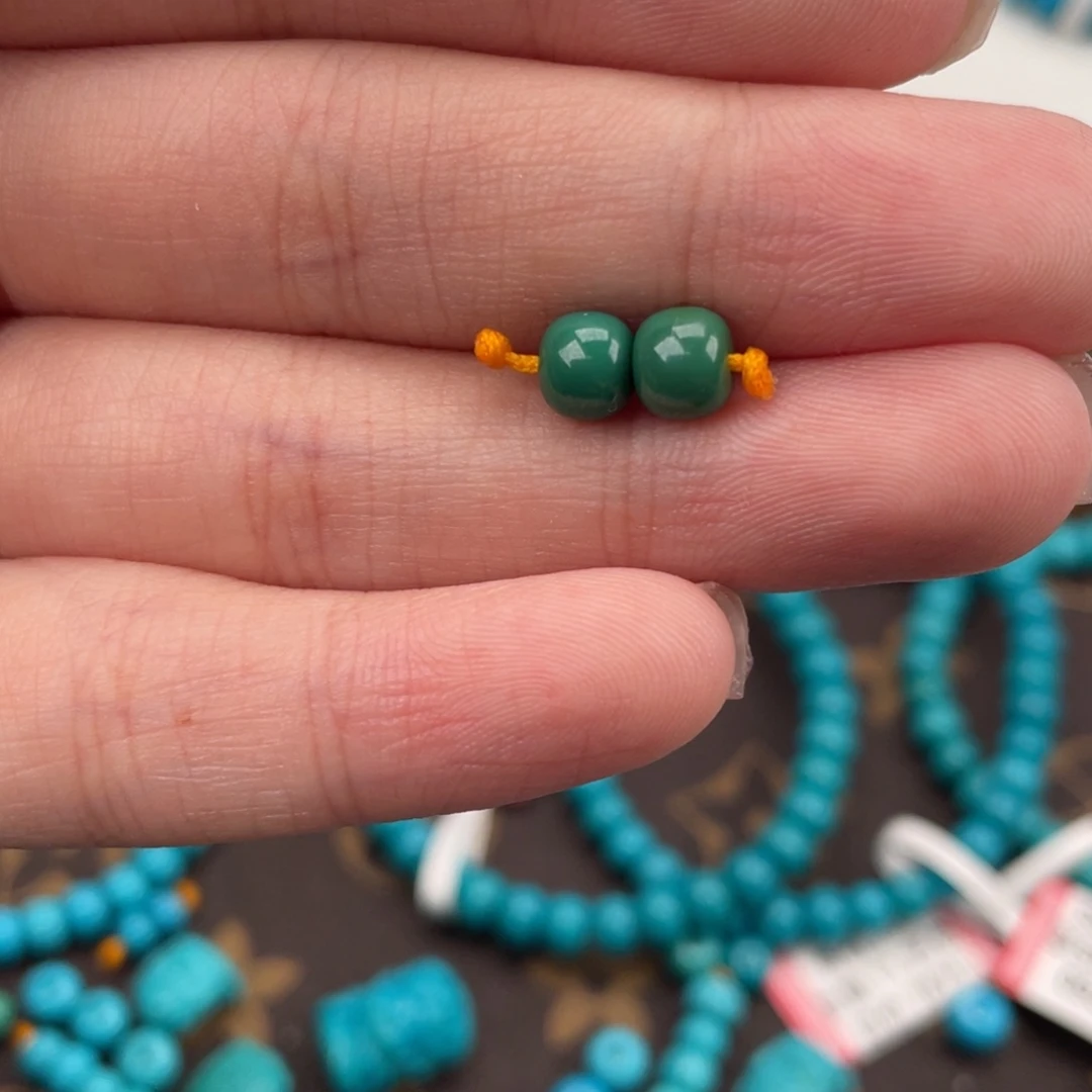 绿松石合金挂件5.6老形腰珠