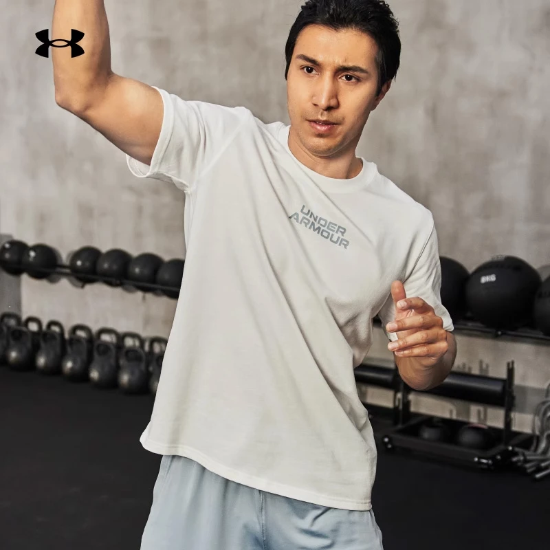 安德玛UA圆领短袖上衣男春季新款健身训练运动服休闲宽松半袖T恤