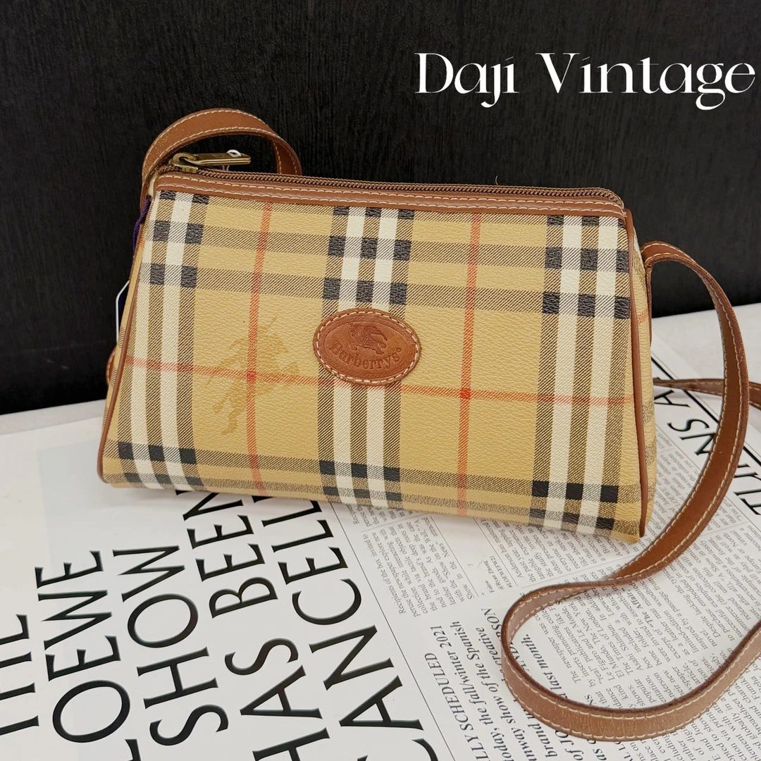 大吉中古/Burberry博柏利格纹饭团斜挎包