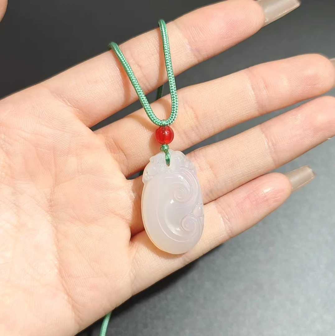 天然高冰如意吊坠/玉髓吊坠/多样性发一件
