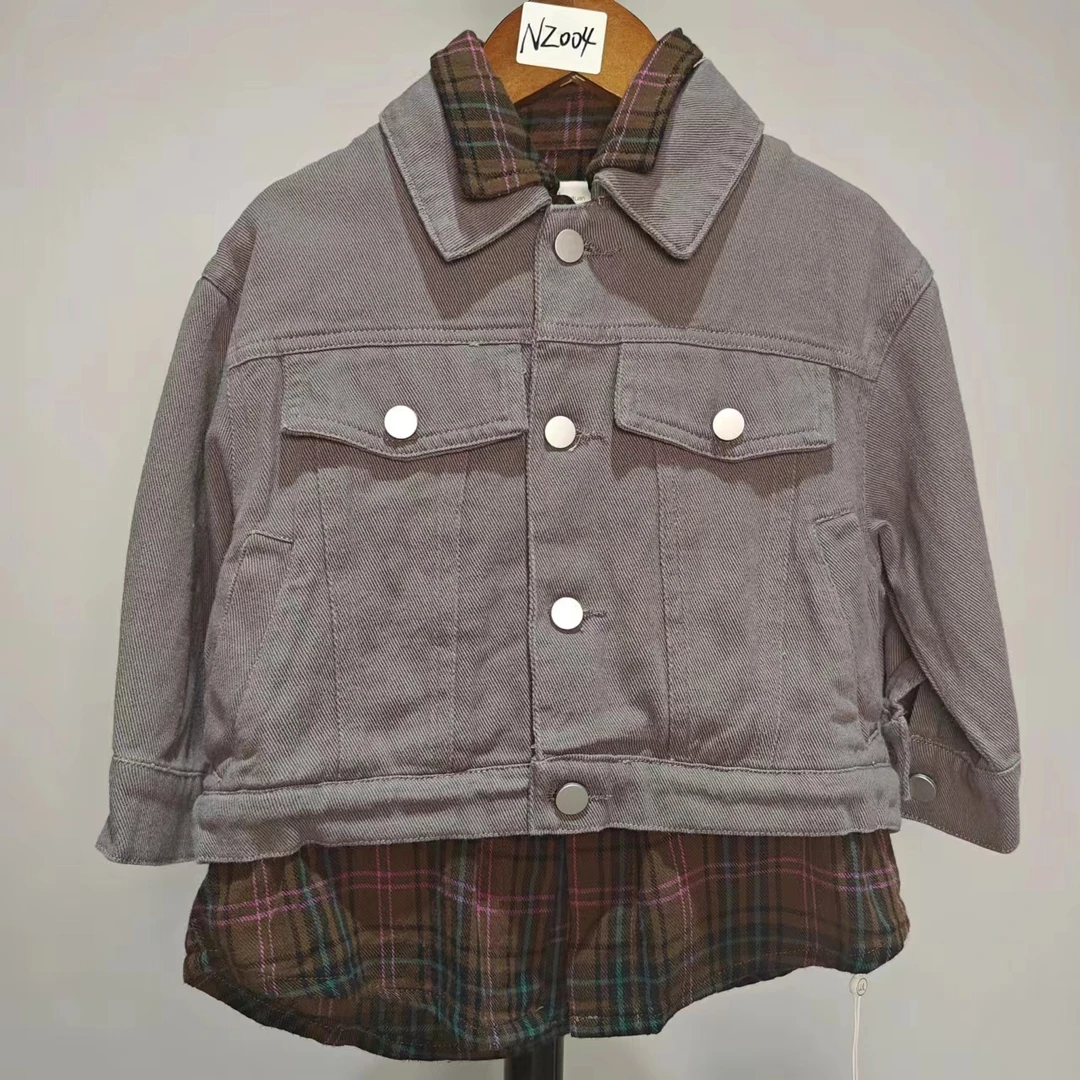 纯色休闲风外套男常规小童女童休闲单排扣普通外套