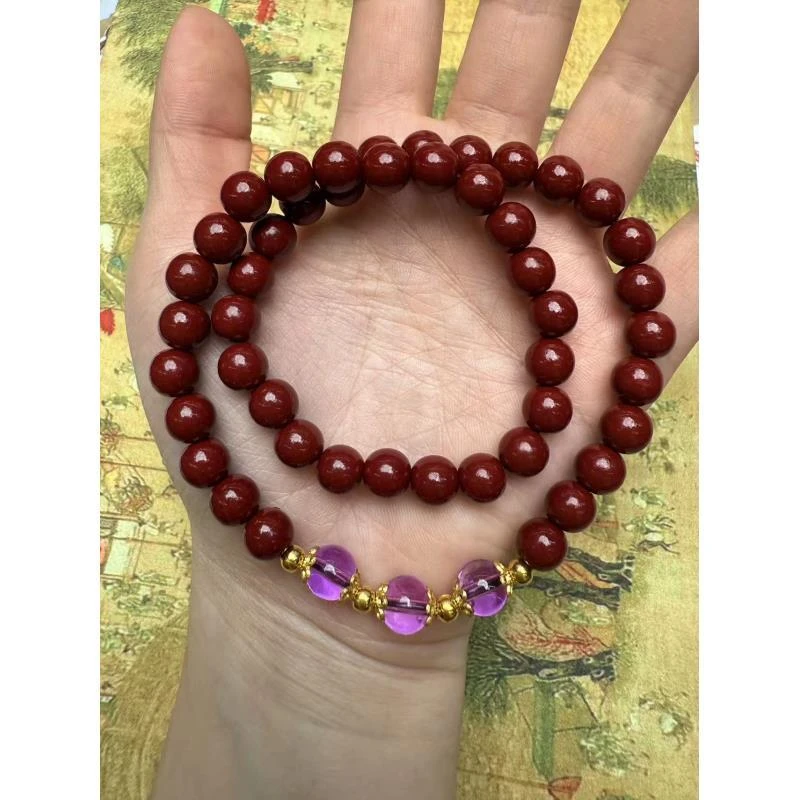 含辰砂工艺品k1013朱砂双圈手串