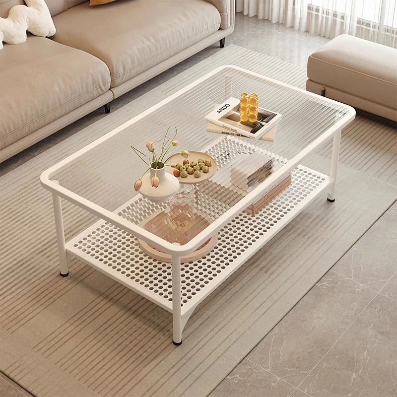 茶几小户型客厅家用简约现代网红轻奢高级感奶油风钢化玻璃茶几桌