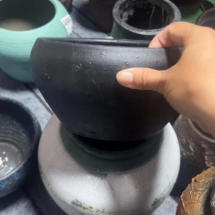 粗陶盆默认打孔高11口19