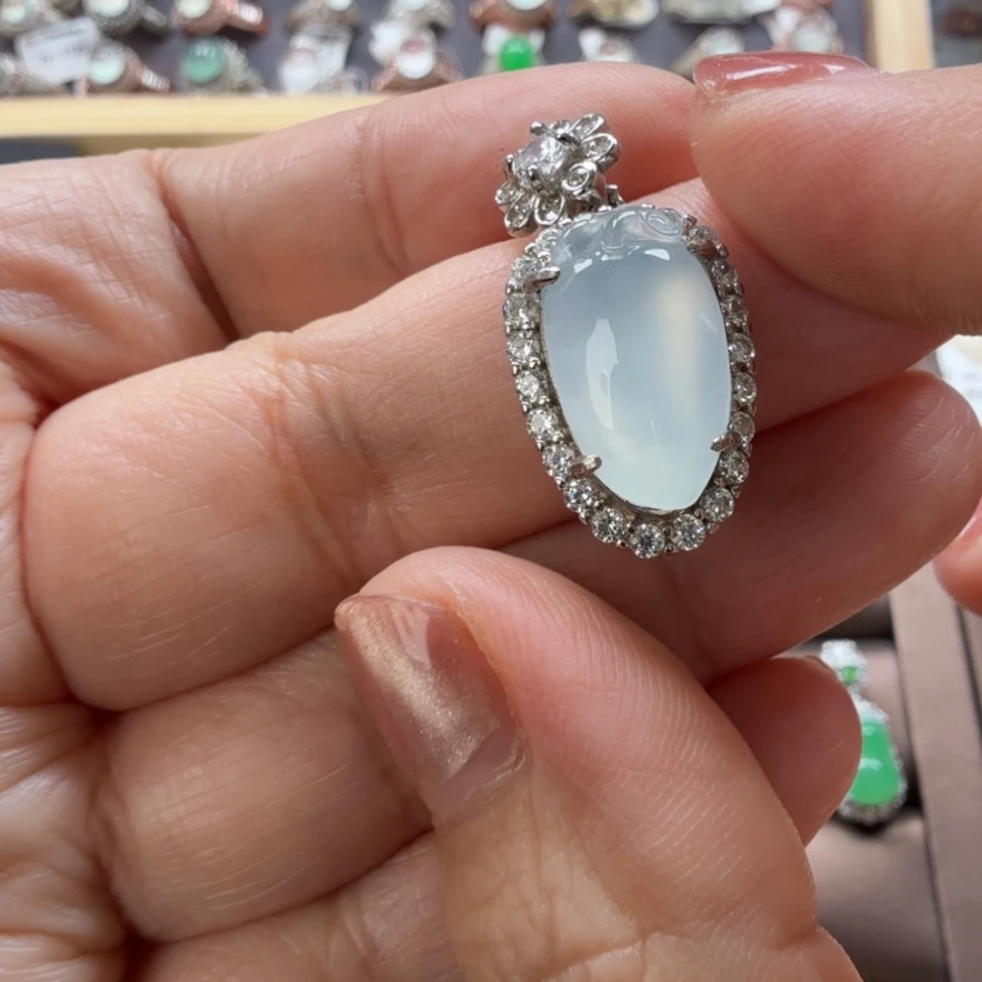 翡翠银S925镶嵌戒指8077