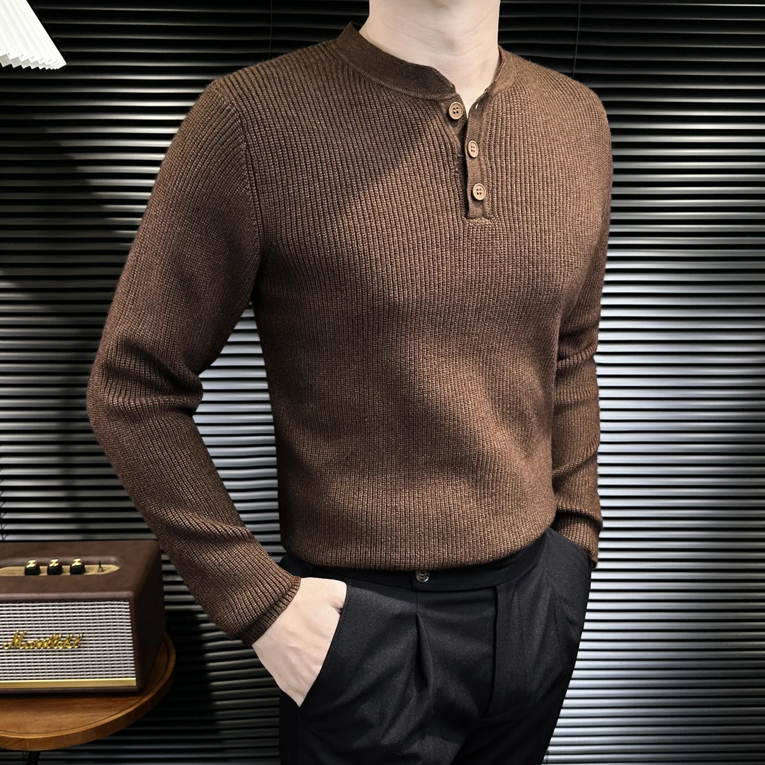 亨利领针织毛衣男款冬季气场强大高级感男装新款保暖内搭打底衫男