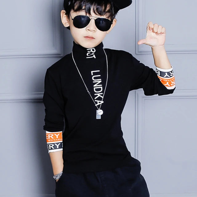 儿童装男童秋冬打底衫2026年秋季新款 中大童半高领长袖T恤上衣弹