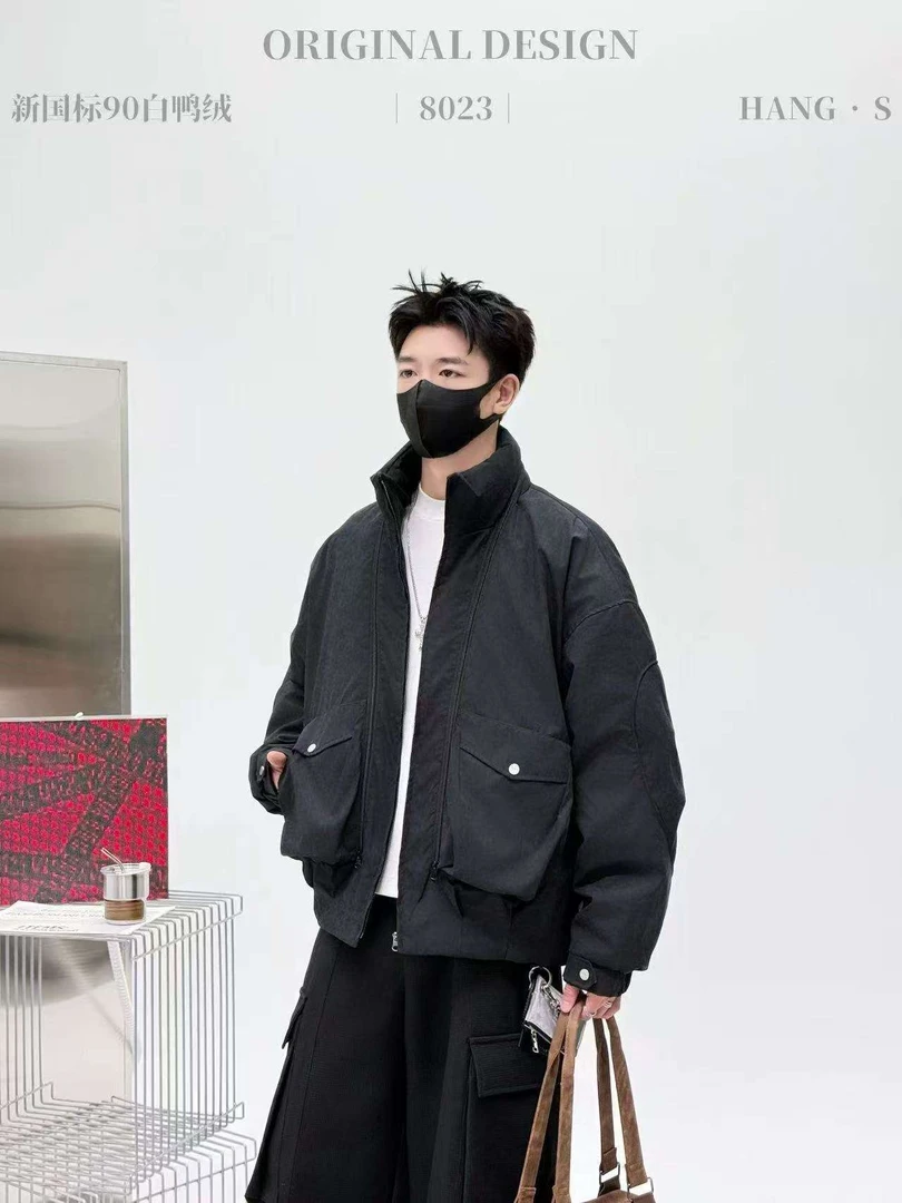 JF   2025冬季男士新款时尚潮流设计百搭拼接羽绒服  HS8023