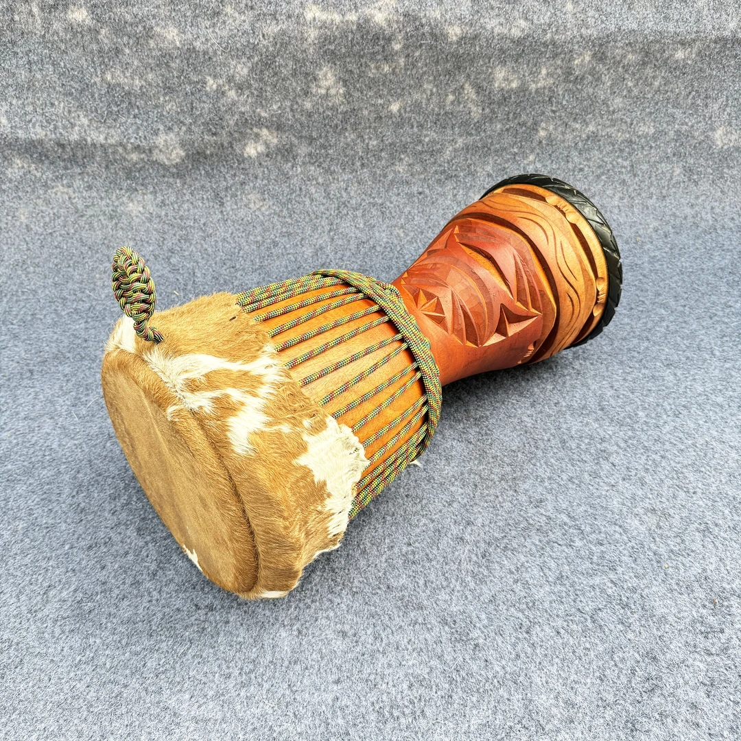 10.5寸进口纯手工实木掏空翻边皮草牛皮成人初学非洲鼓