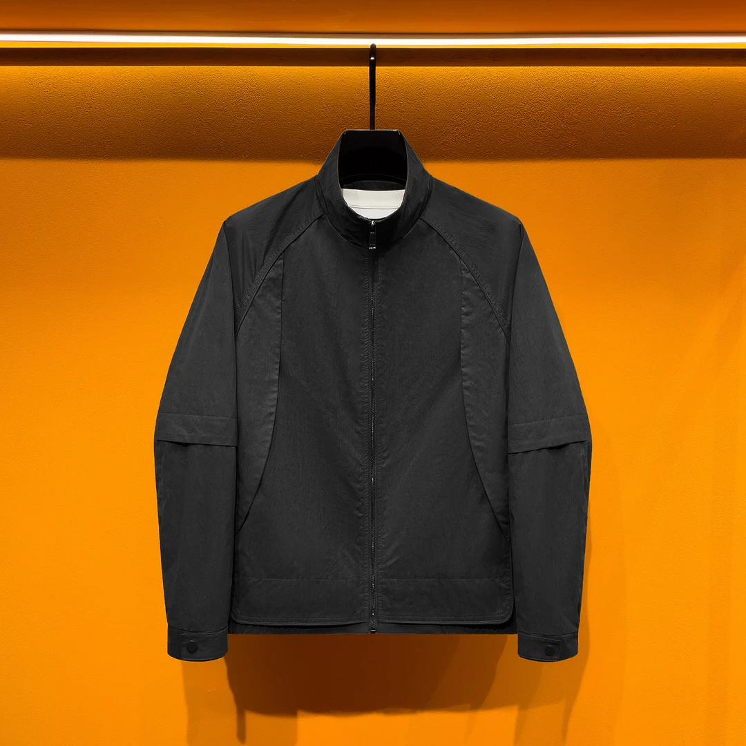 男士春季立领夹克简约透气宽松时尚百搭外套上衣休闲设计感外衣