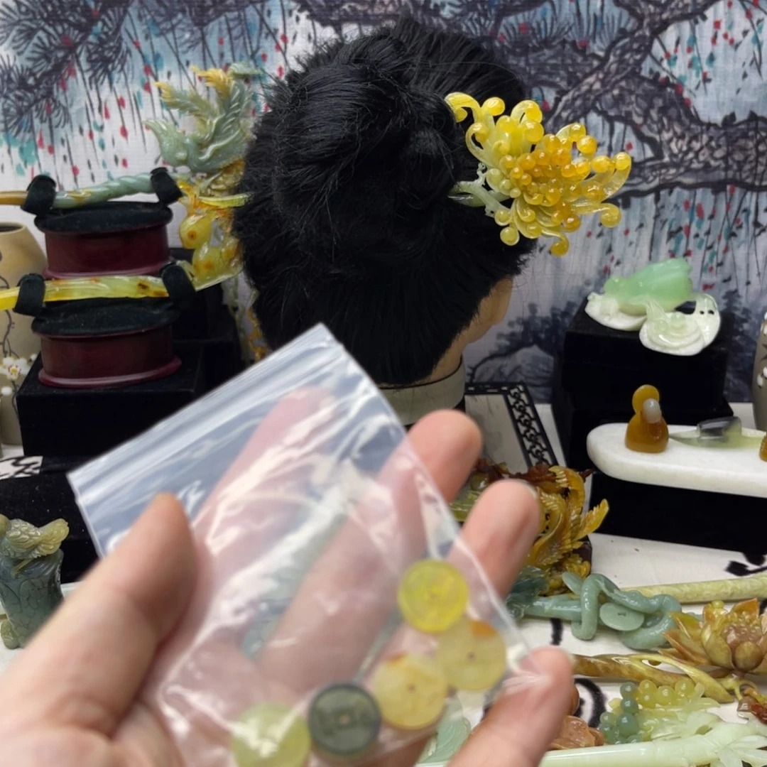 【闪购商品】蛇纹石玉发饰未镶嵌甄*欣