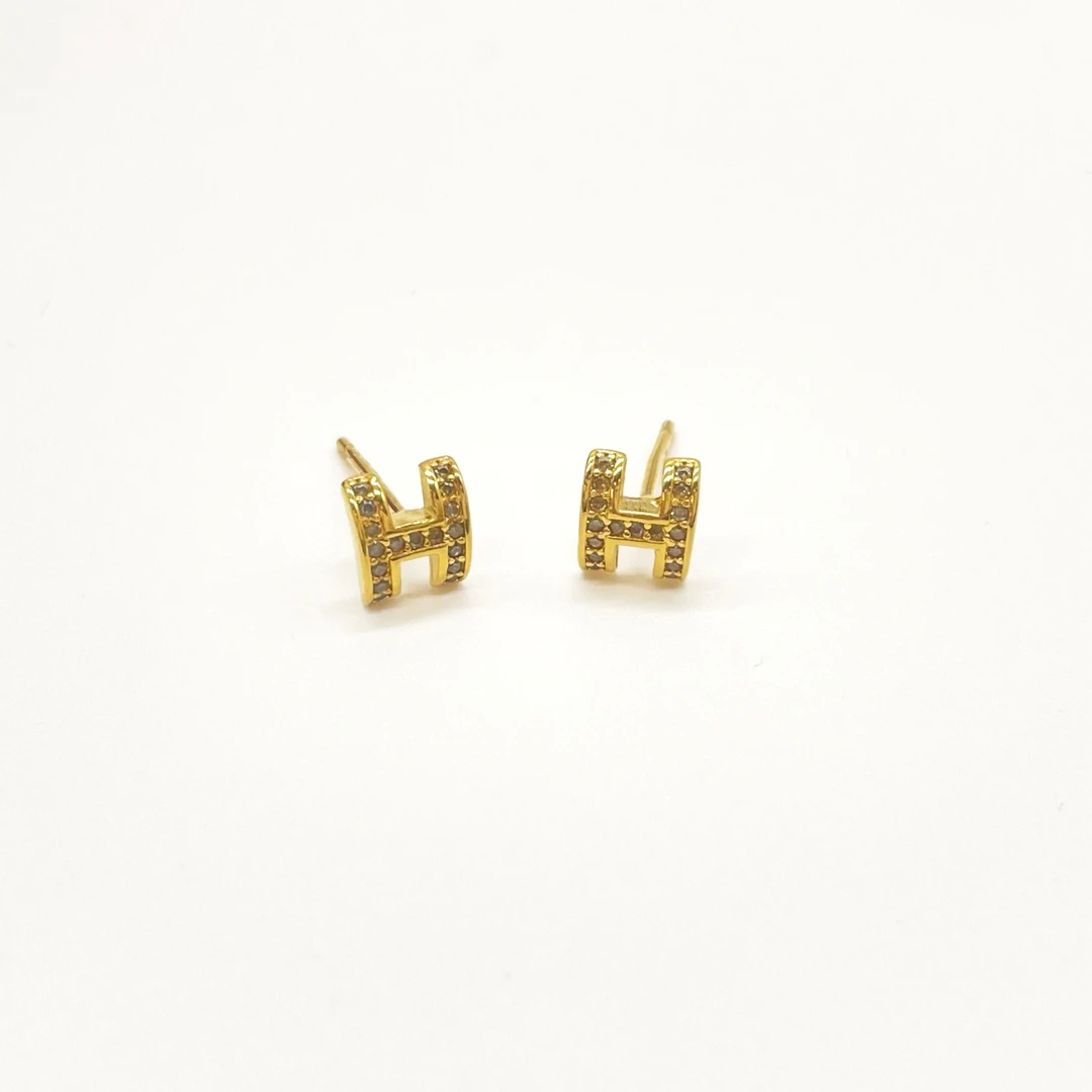 足银耳饰 足银耳钉-小H耳钉（简约时尚）