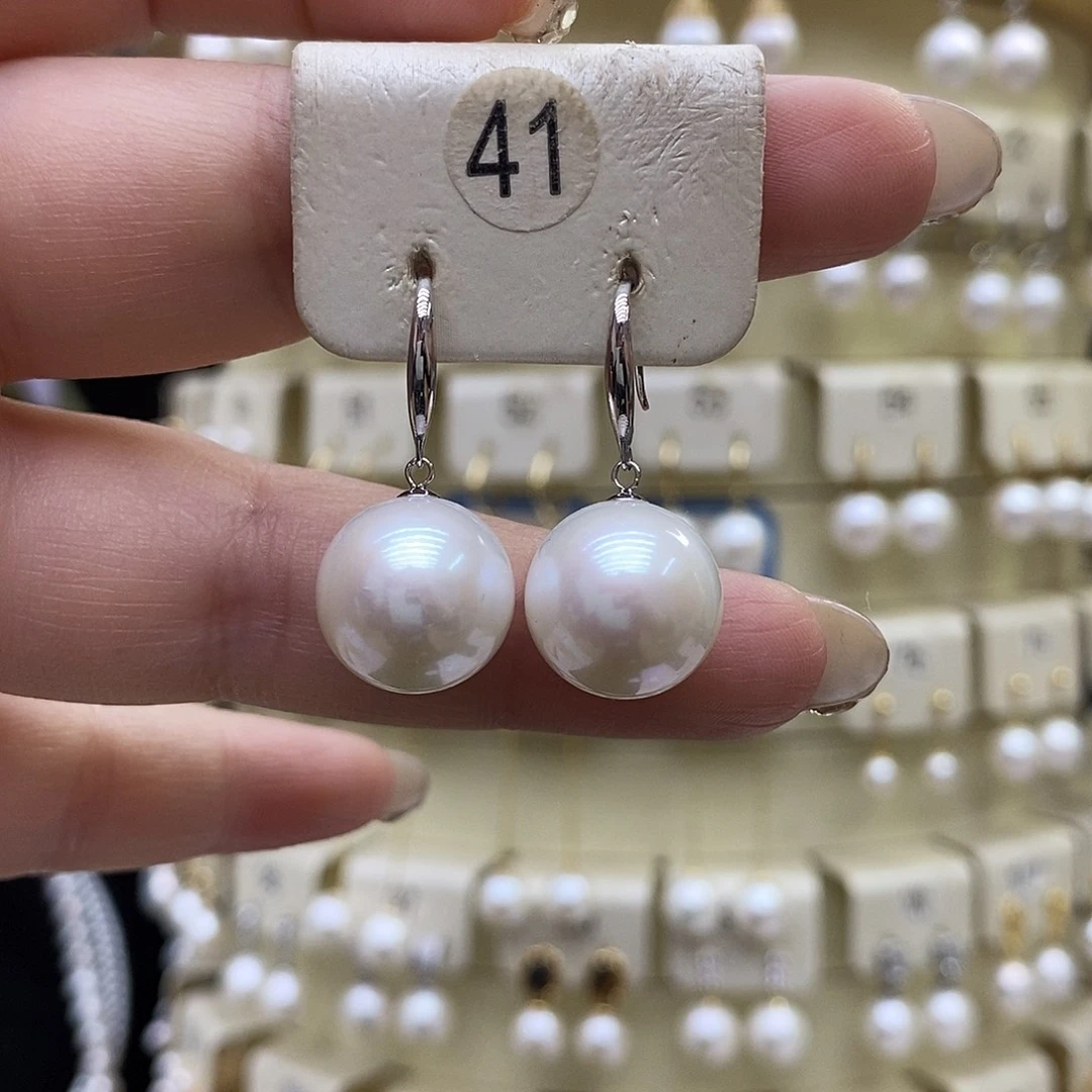 银S925镶嵌淡水珍珠耳饰