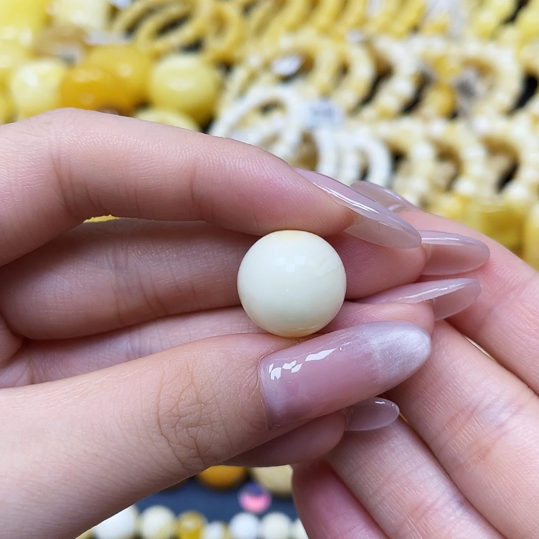 裸石蜜蜡未镶嵌沁色圆珠15.5mm