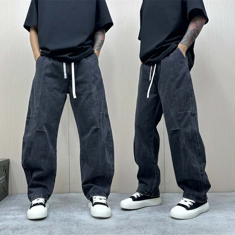 昊Studio秋季新款水洗男士牛仔裤长裤复古秋季高街长裤男士休闲裤