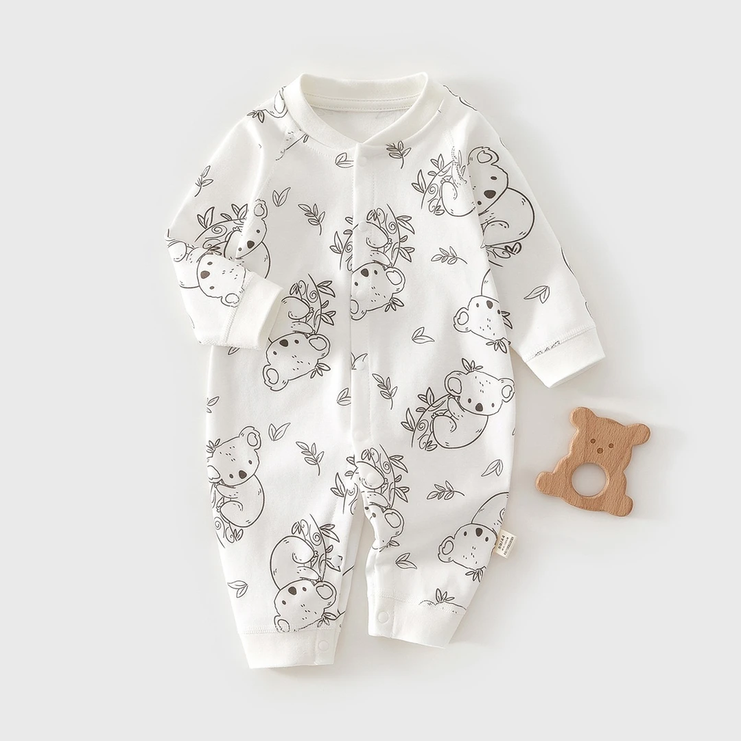 新生婴儿衣服纯棉长袖春秋哈衣爬服