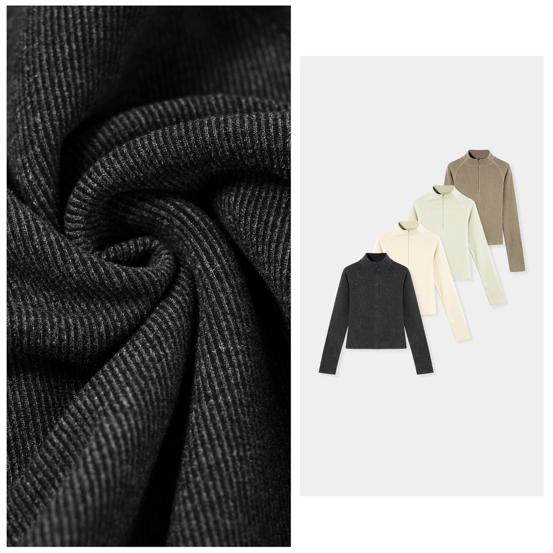 德绒半拉链小高领插肩袖打底衫  RF8006