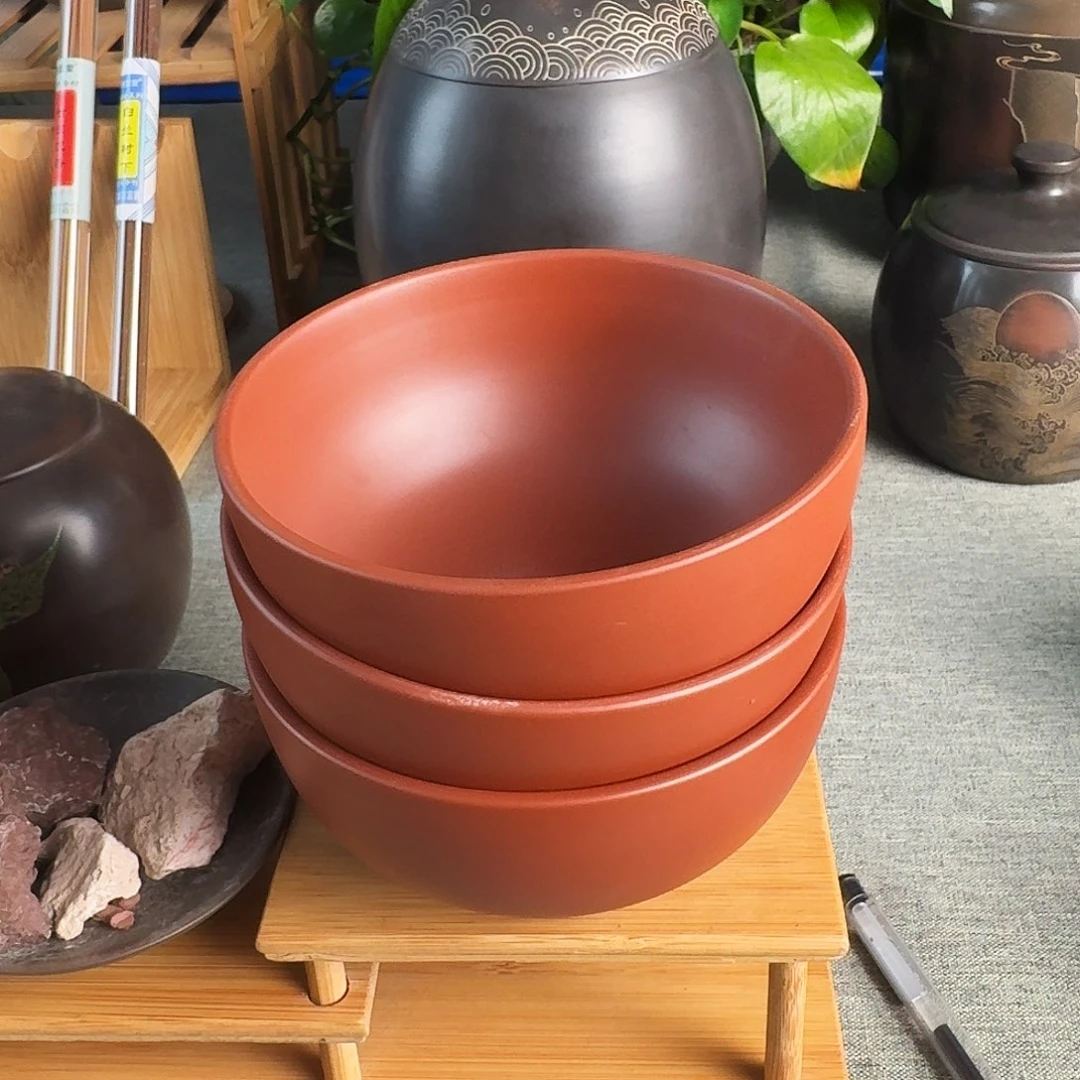 坭兴陶日用碗三个一组 可帮忙雕刻