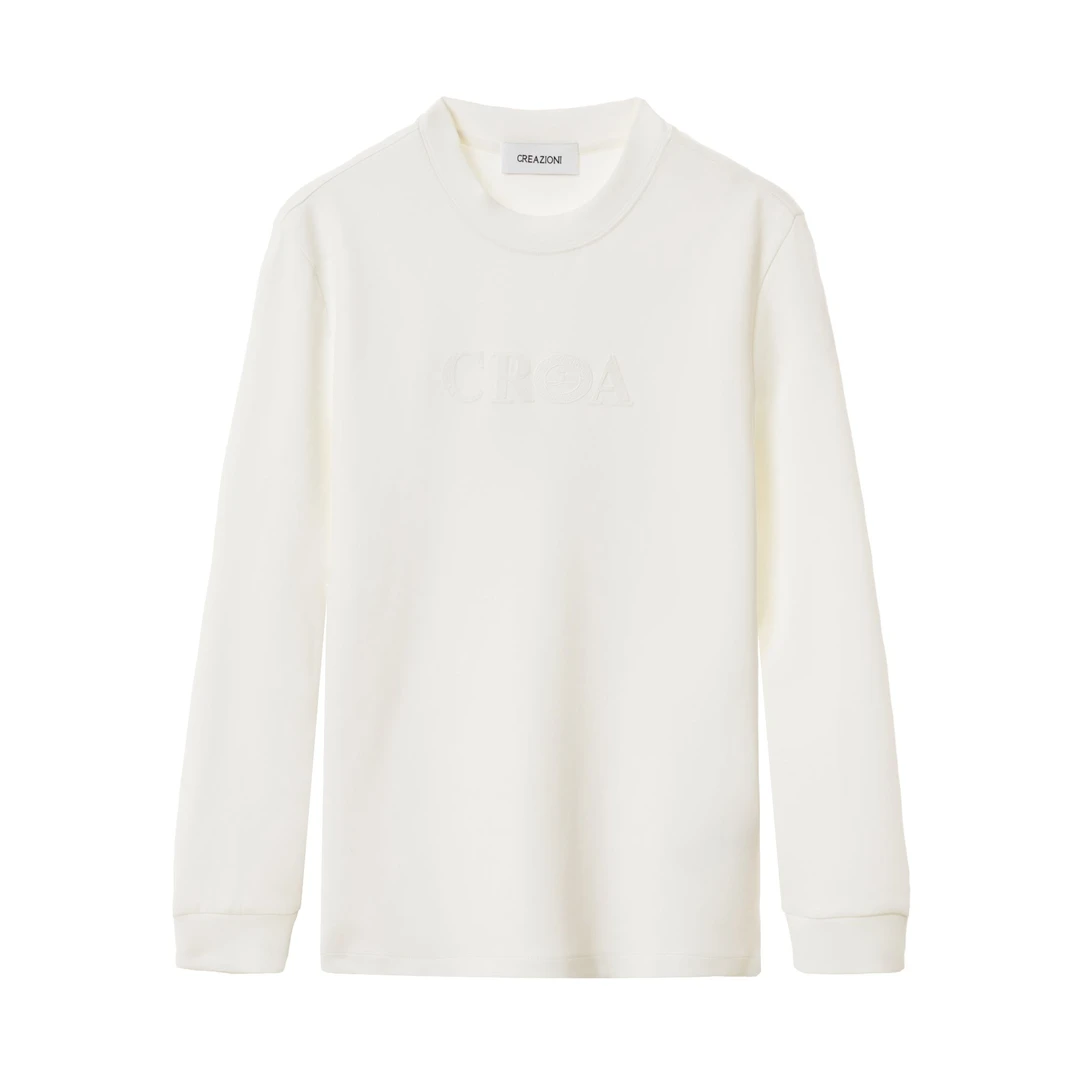 CREAZIONI青蛙男士轻奢重工刺绣透气T恤长袖印花百搭打底衫t恤