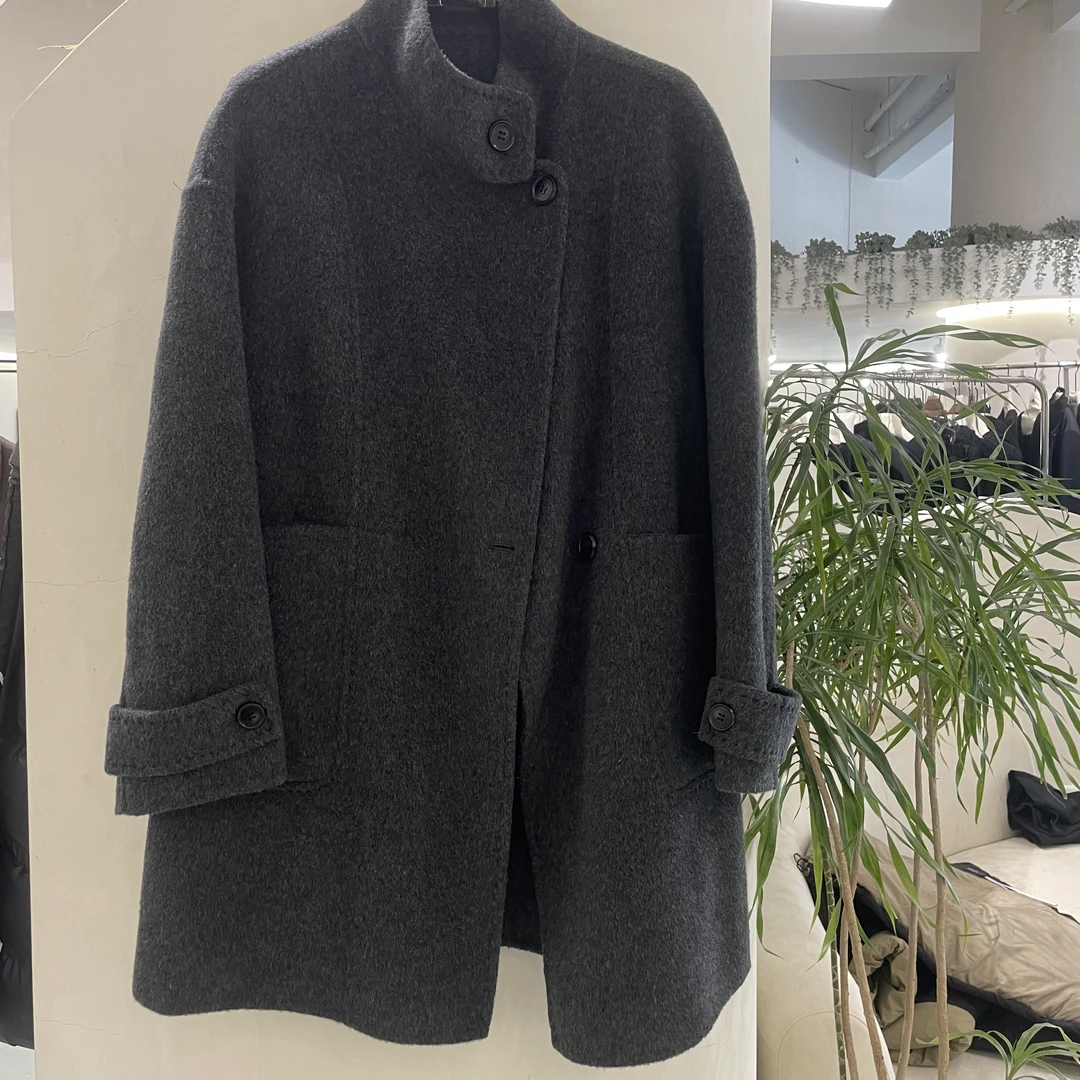 【名衣扬】乖乖大衣~2024年小个子款立领多扣可爱中长款大衣