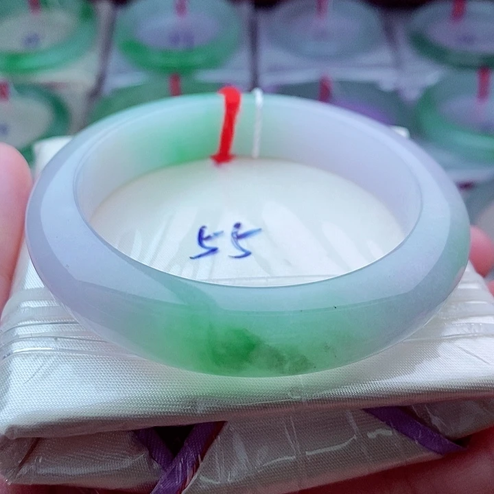 翡翠未镶嵌手镯0319-55圈口 春彩