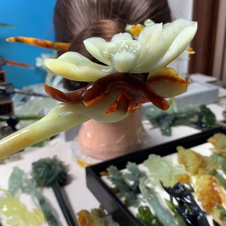 未镶嵌蛇纹石玉发簪
