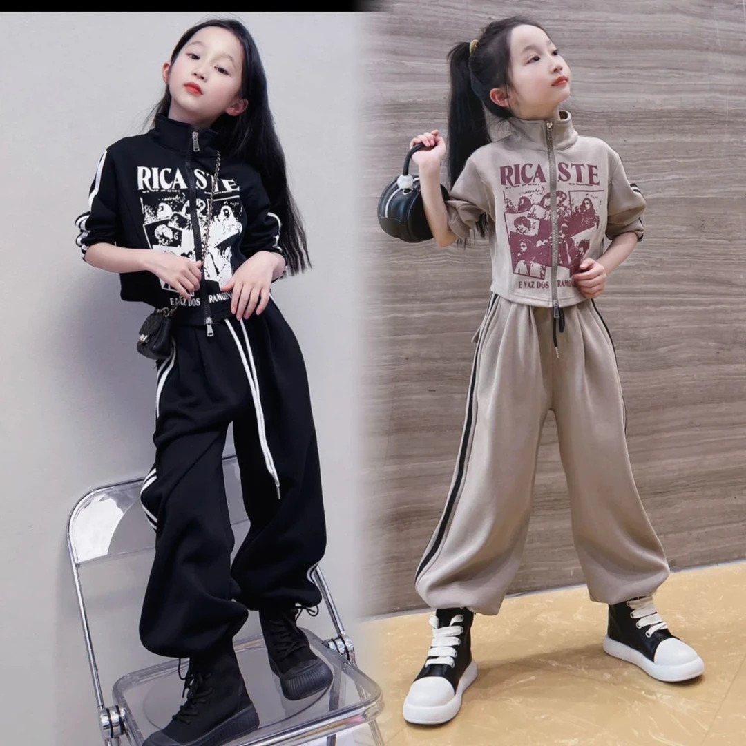 女童运动套装春秋款2025新款儿童春季洋气童装女大童韩版卫衣春D